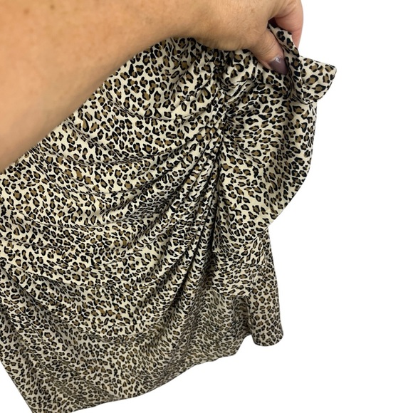 BETSEY JOHNSON Leopard Print Midi Sheath Dress Ruched Sleeveless Size 6 Classic - Picture 7 of 12